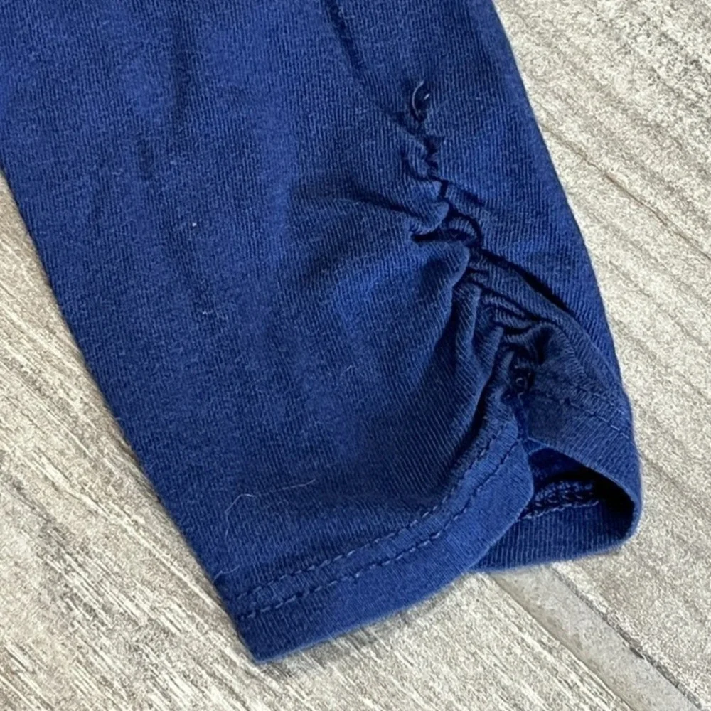 Crazy 8 Navy Blue Peace‎ Sign Long Sleeve T Shirt Pom Poms Girls Size S (5-6)